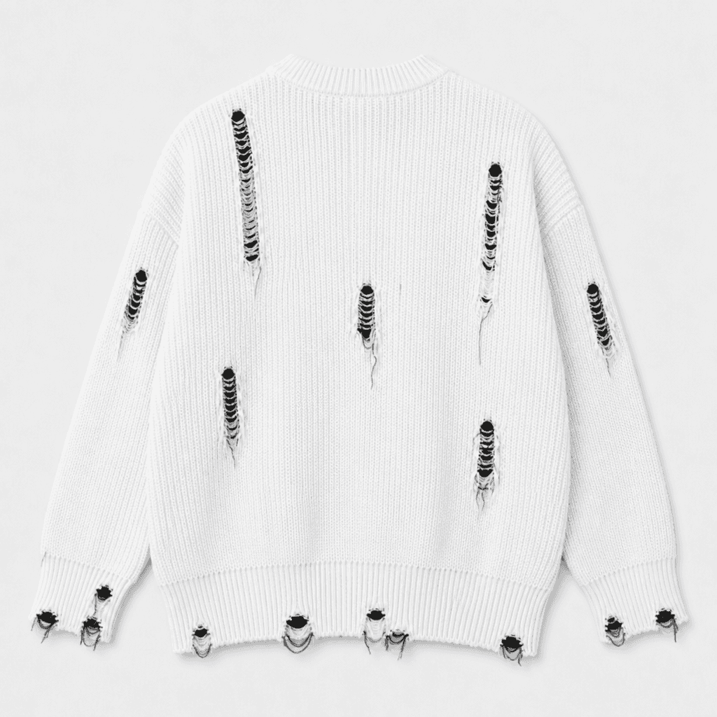 Rip Knit White Black · Сзади