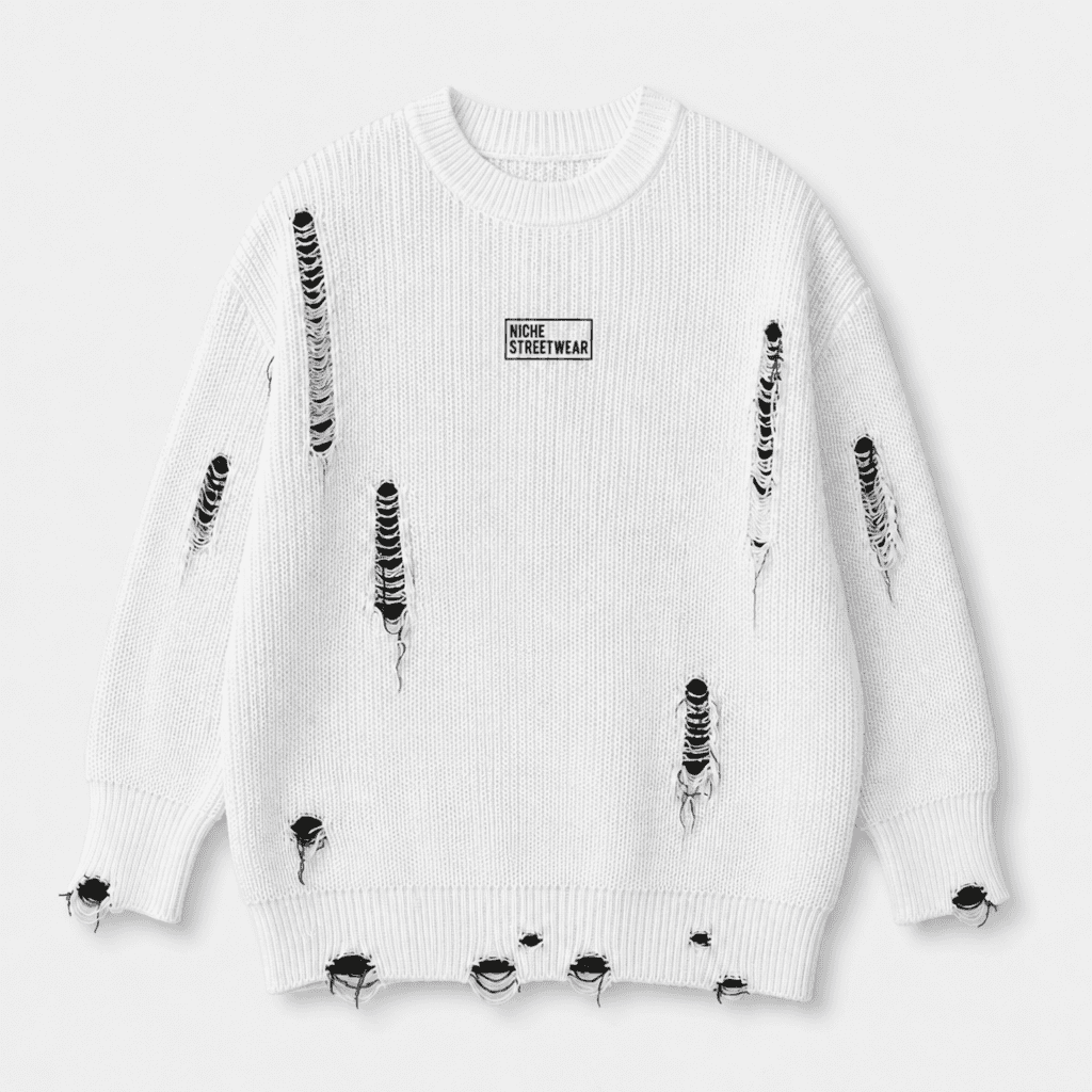 Rip Knit White Black · Спереди