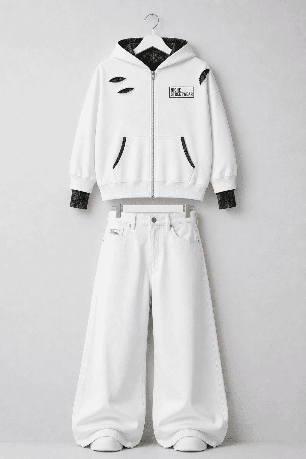 Set Zip + Stamp Jeans White