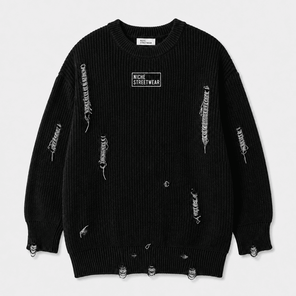 Rip Knit Black Grey