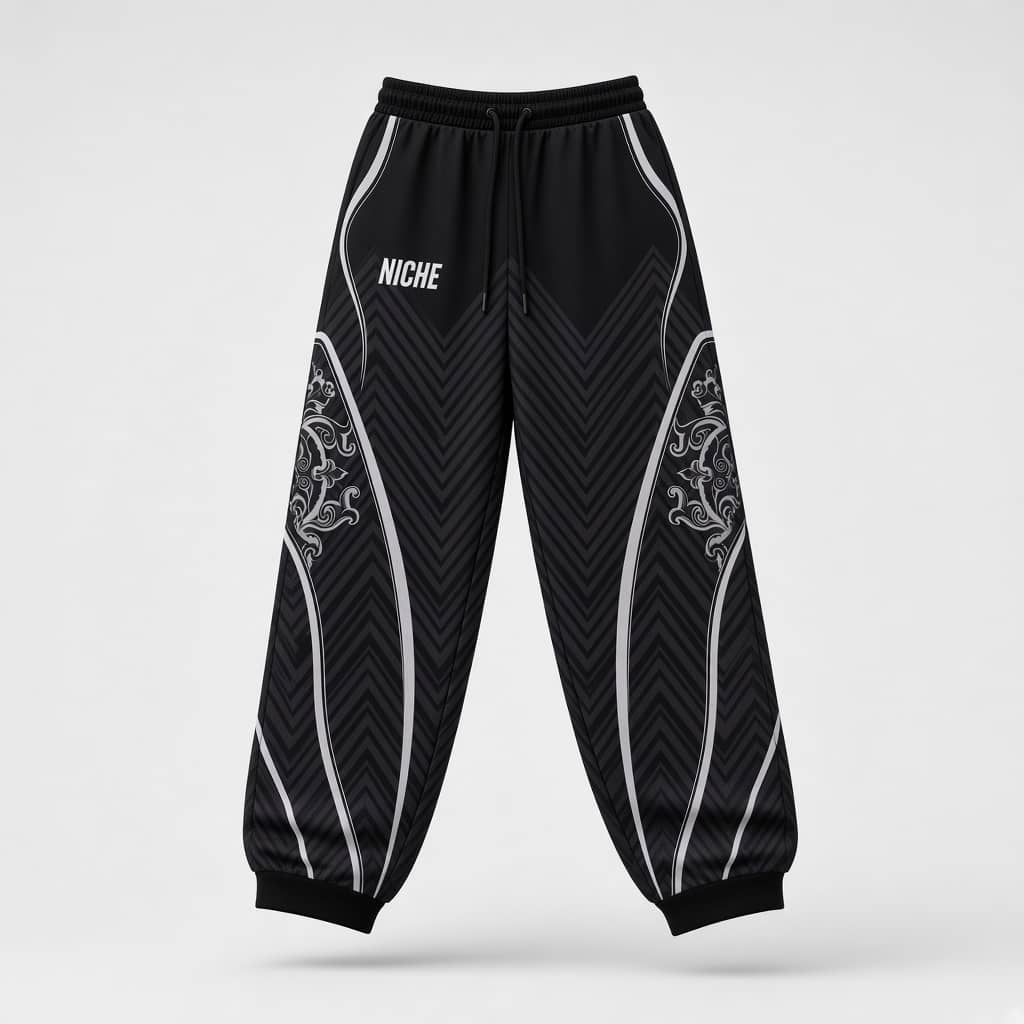 Mesh Pants Crest Black