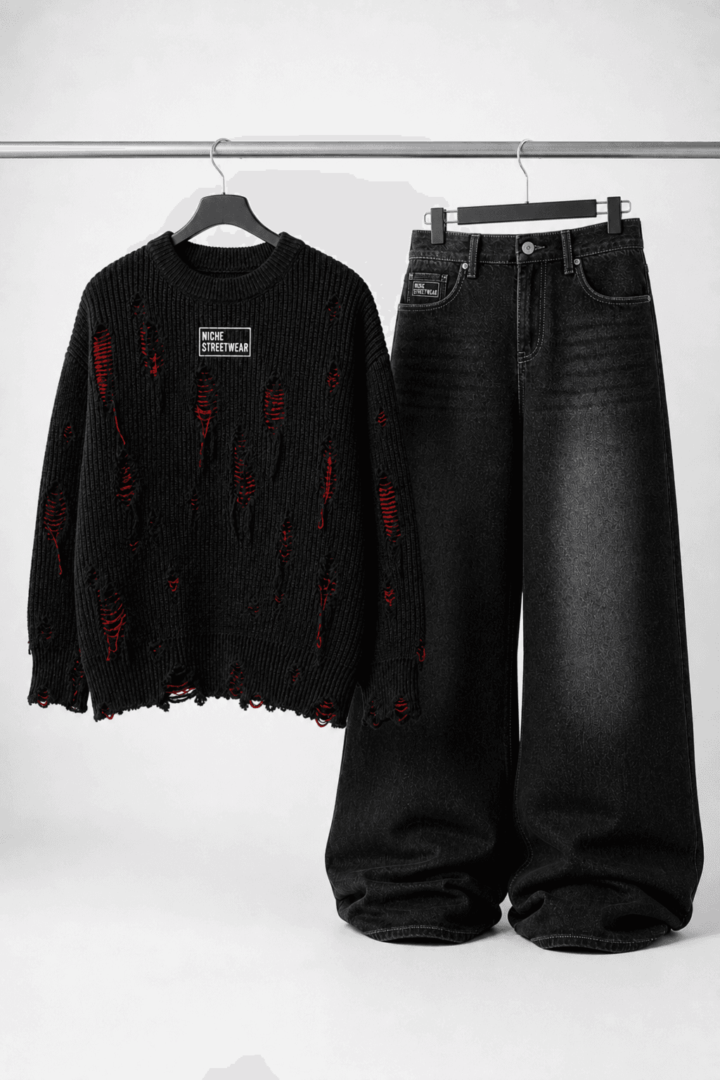 Set Rip Knit + Jeans — Сет