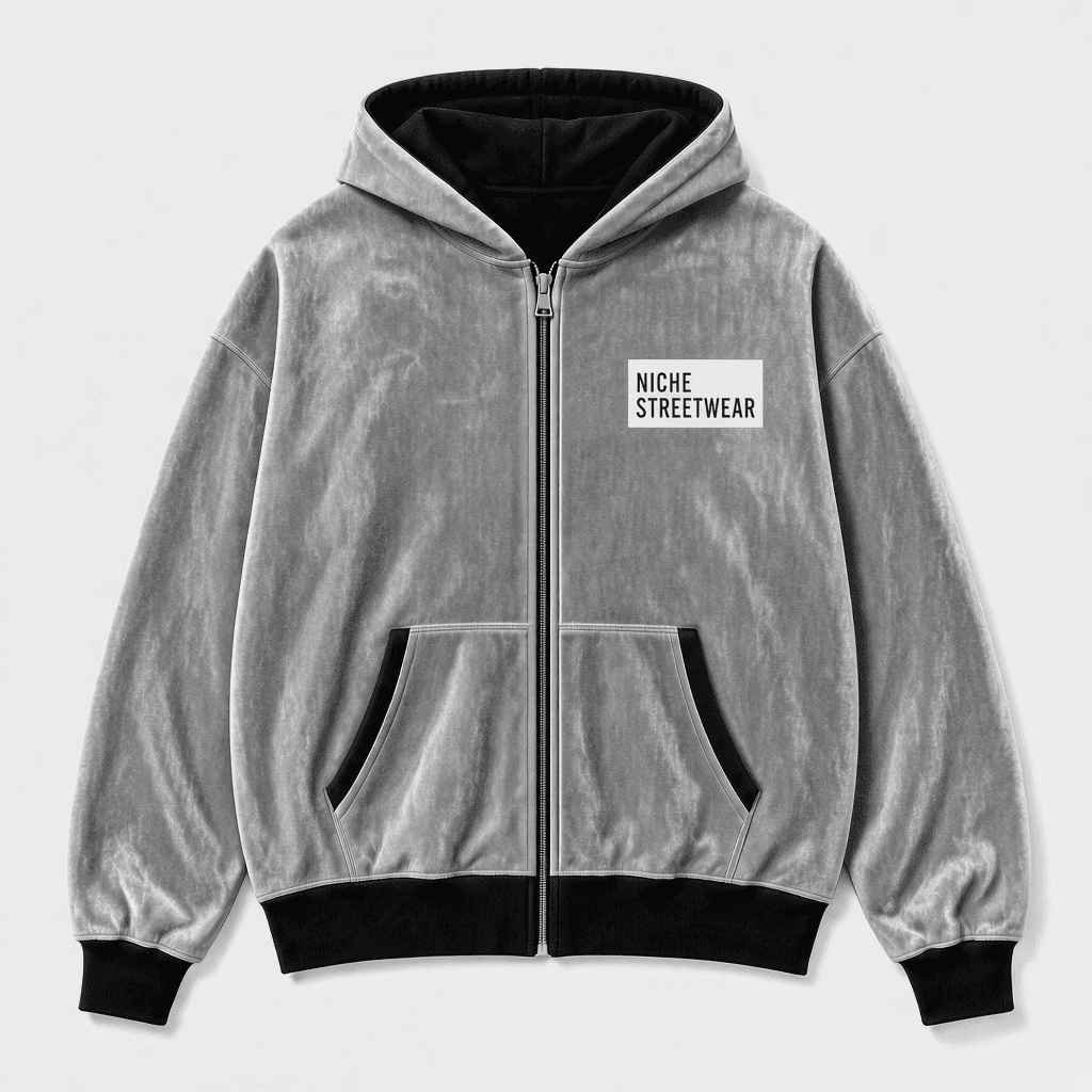 Velvet Zip Black Gray — Бархат gray
