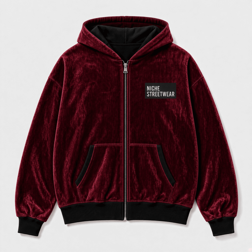 Velvet Zip Black Burgundy — Бархат бордо